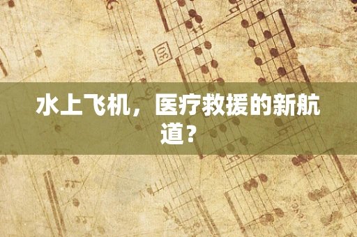 水上飞机，医疗救援的新航道？