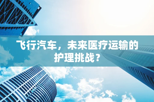 飞行汽车，未来医疗运输的护理挑战？