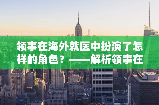 领事在海外就医中扮演了怎样的角色？——解析领事在海外医疗中的支持与协助