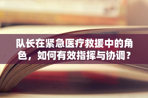 队长在紧急医疗救援中的角色，如何有效指挥与协调？
