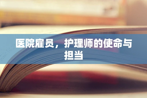 医院雇员，护理师的使命与担当